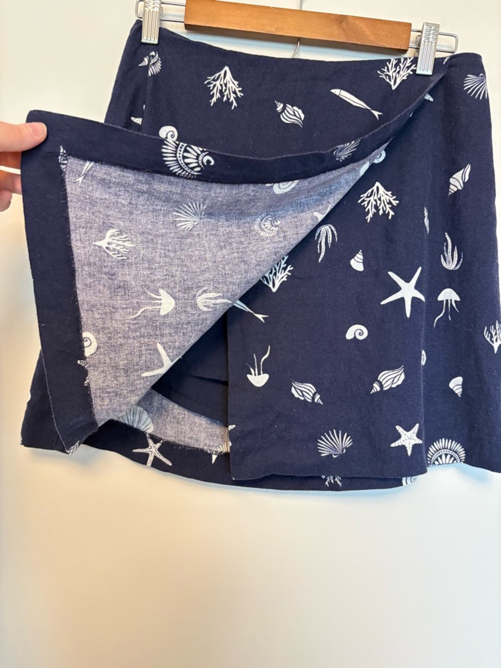 NEW A New Day Women's Linen Blend Skort Navy Print Size 12 - Picture 4 of 11